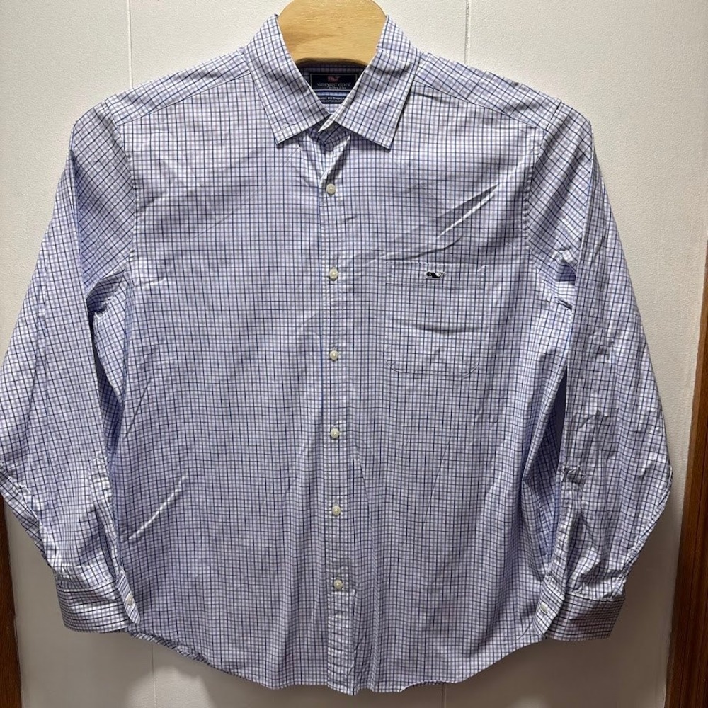 Vineyard Vines Classic Fit Tucker Shirt Mens XL Blue Purple Check Button Down